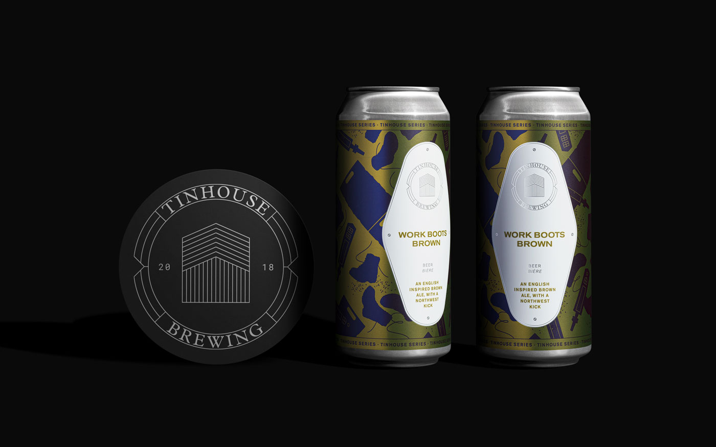 photo of Tinhouse Brewing beer cans and logo